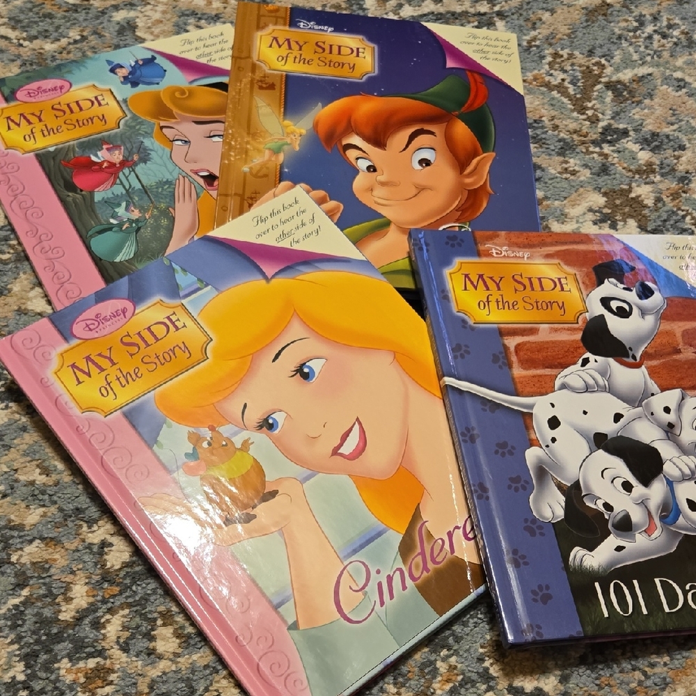 Disney My Side of the Story 4 Book Bundle Aurora Cinderella Peter Pan Dalmatians